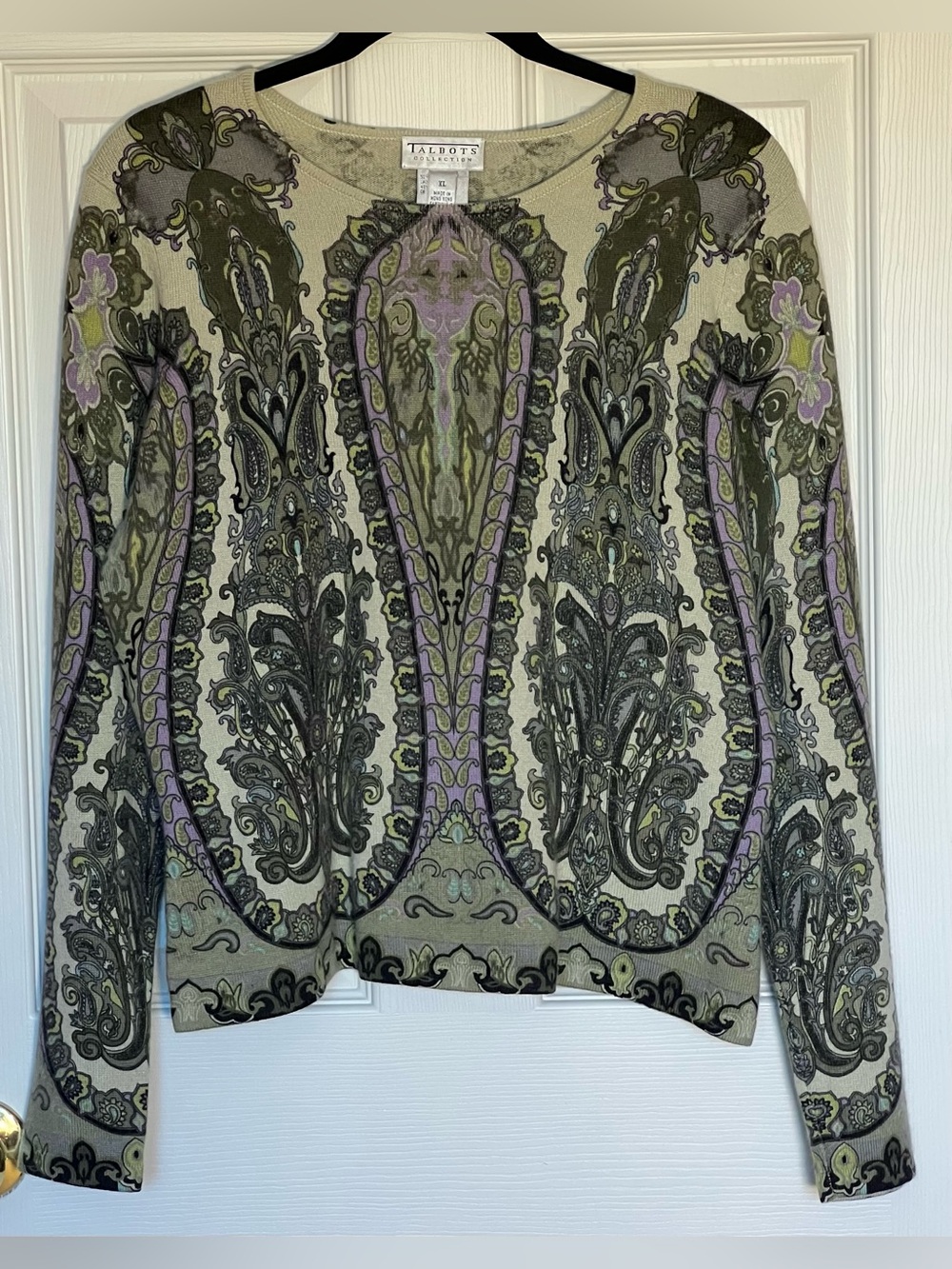 Talbots Collection Cashmere/Silk Pullover Crewneck Sweater 3/4 Sleeve Sz XL